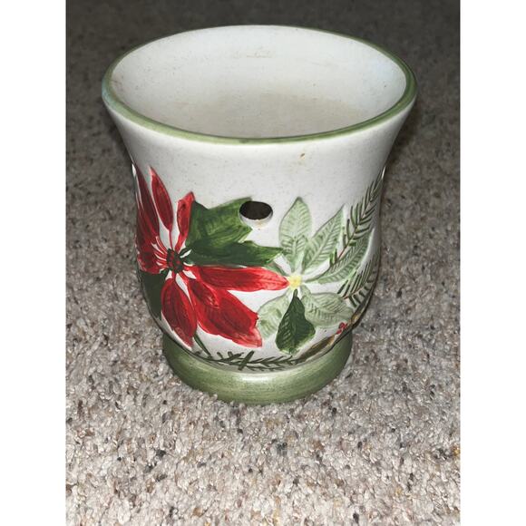 Yankee Candle Christmas Wax Tart Warmer Poinsettia Holly Pines - Picture 1 of 4